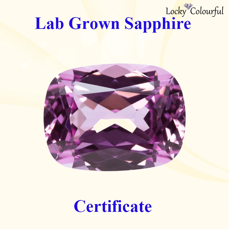 Cuentas de abalorios de Color rosa de zafiro cultivado en laboratorio, forma de cojín rectangular para hacer joyería DIY, colgante, certificado AGL seleccionable