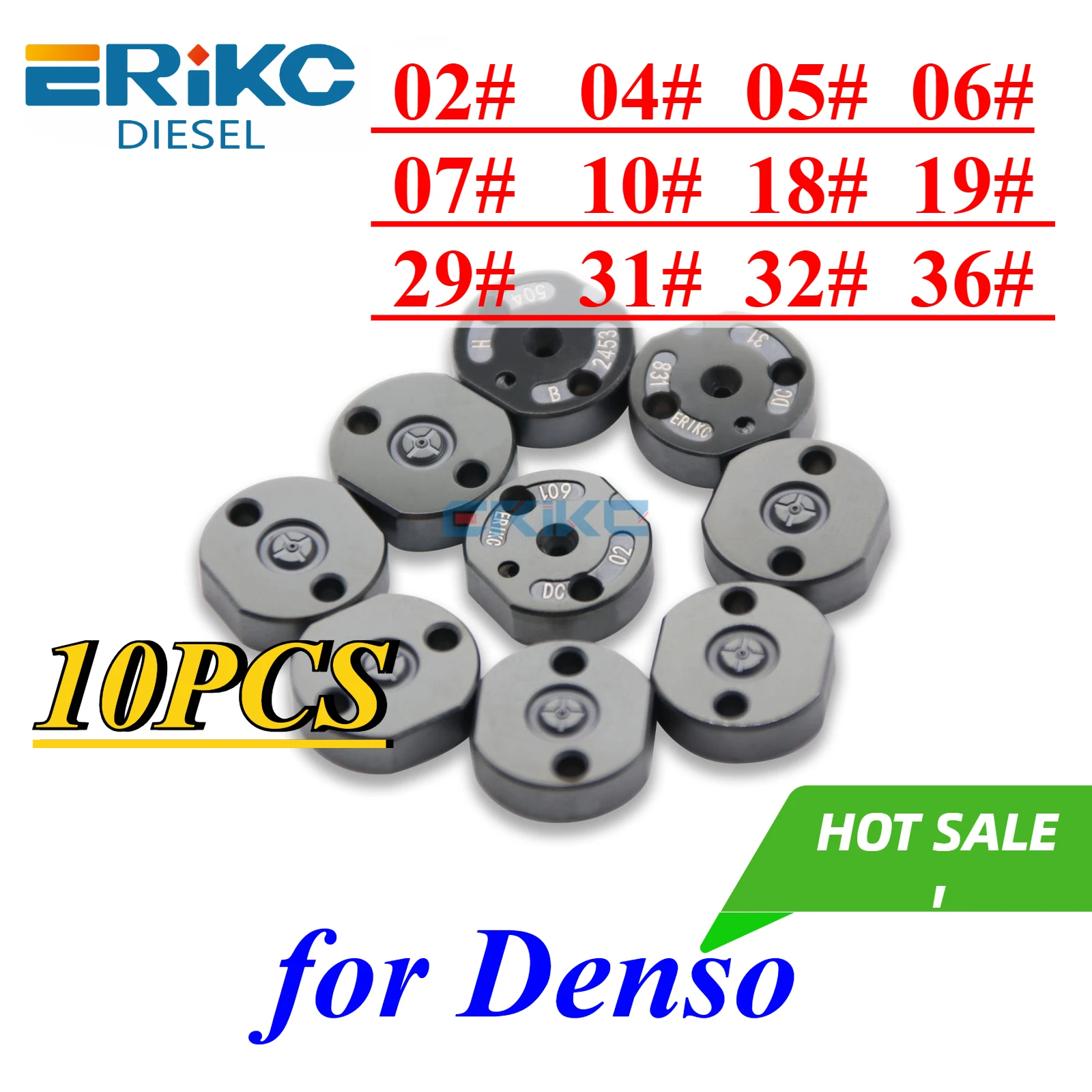 

10PCS Control Valve Plate 02# 04# 05# 06# 07# 10# 18# 19# 29# CR Injector Valve Orifice Plate 31# 32# 36# for Denso Injector