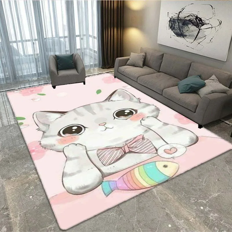 

3D cute cat animation cartoon carpet, door toilet living room sofa decoration carpet children's bedroom game area carpet