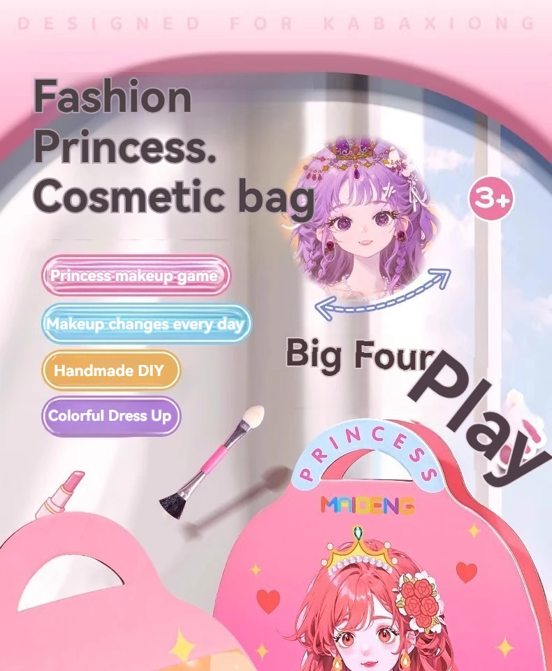DIY-Papierkunst-Bastelsets – 3-in-1-Prinzessin-Make-up-Set mit Diamant-Malerei-Sets und Prinzessinnen-Aufkleberbuch, Geschenke für Mädchen – Detail 1