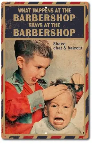 TIN SIGN Salón de afeitar Peluquería Cottage Shave Rústico Estilo vintage.