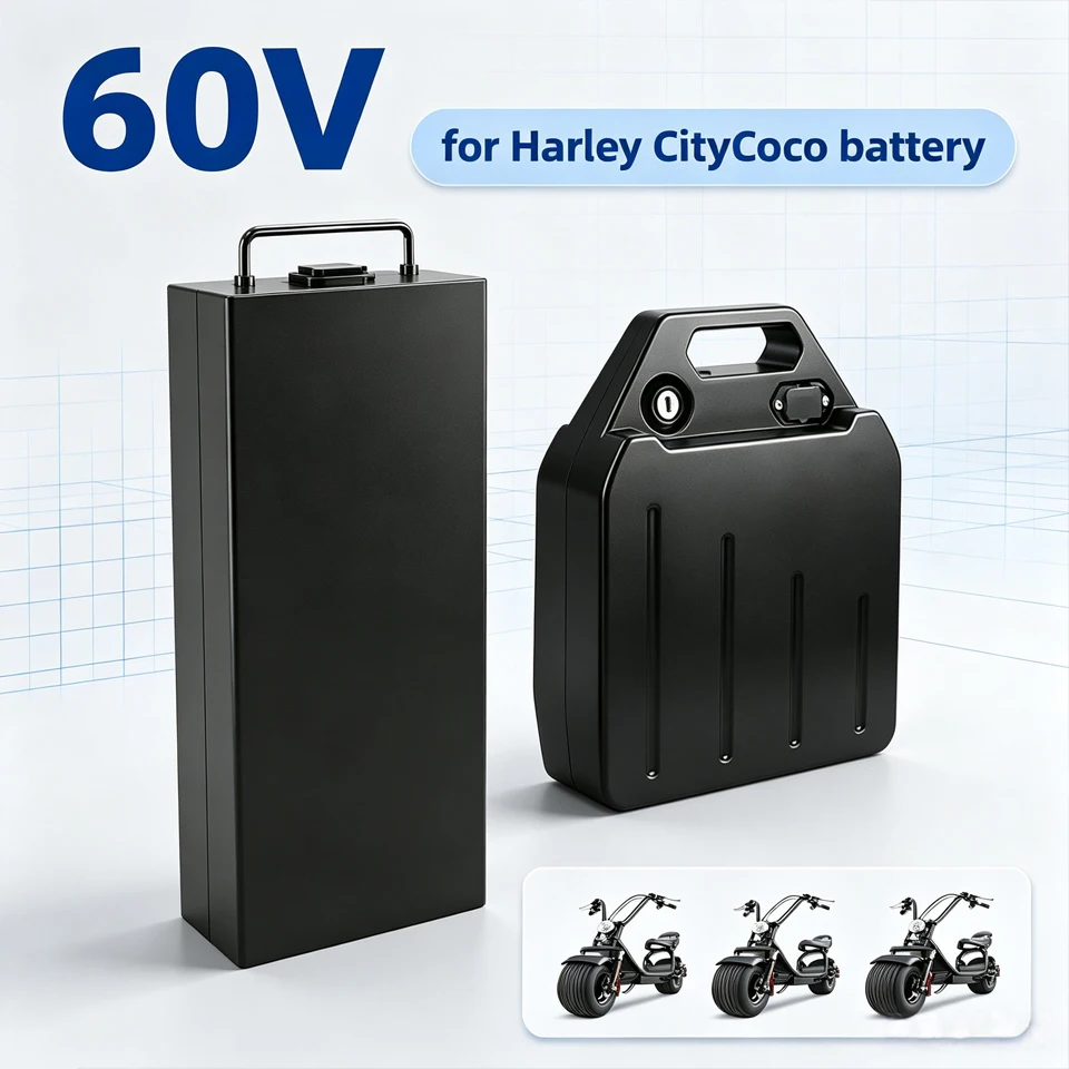 60V 12Ah‑18Ah Waterproof Lithium Battery Pack with BMS & Charger for Harley Citycoco Electric Motorcycle Scooter