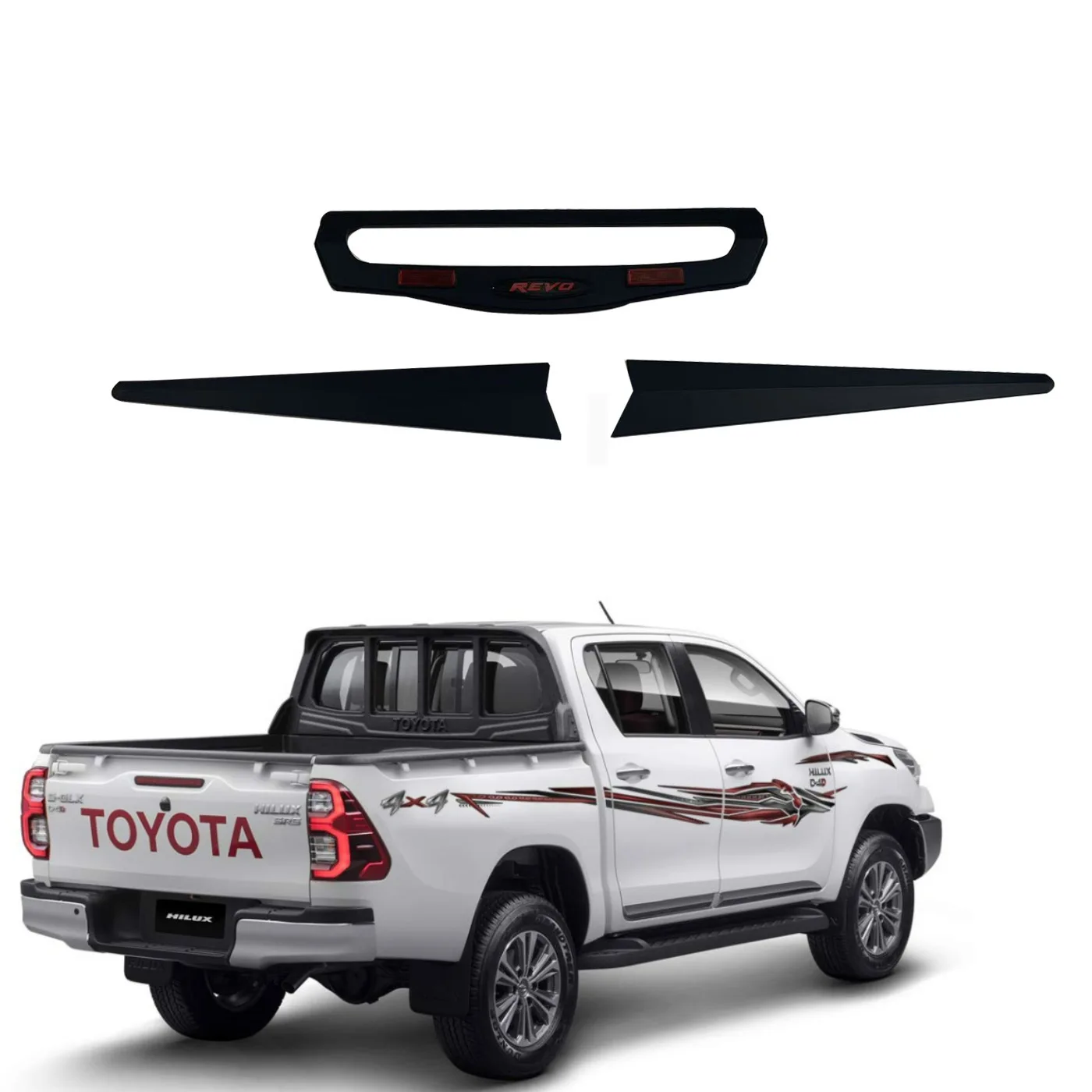 Door Handle Bowl & Tailgate Trim for 2015-2024 Toyota Hilux Revo, Rear Door Pull Cup & Tailgate Decoration Accessories