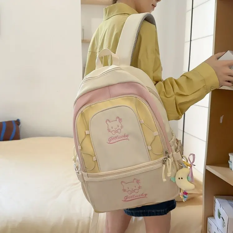 2025 Summer New Large Capacity Commuter Backpack Simple Casual Women's Double Shoulder Bag for Middle And High School Students