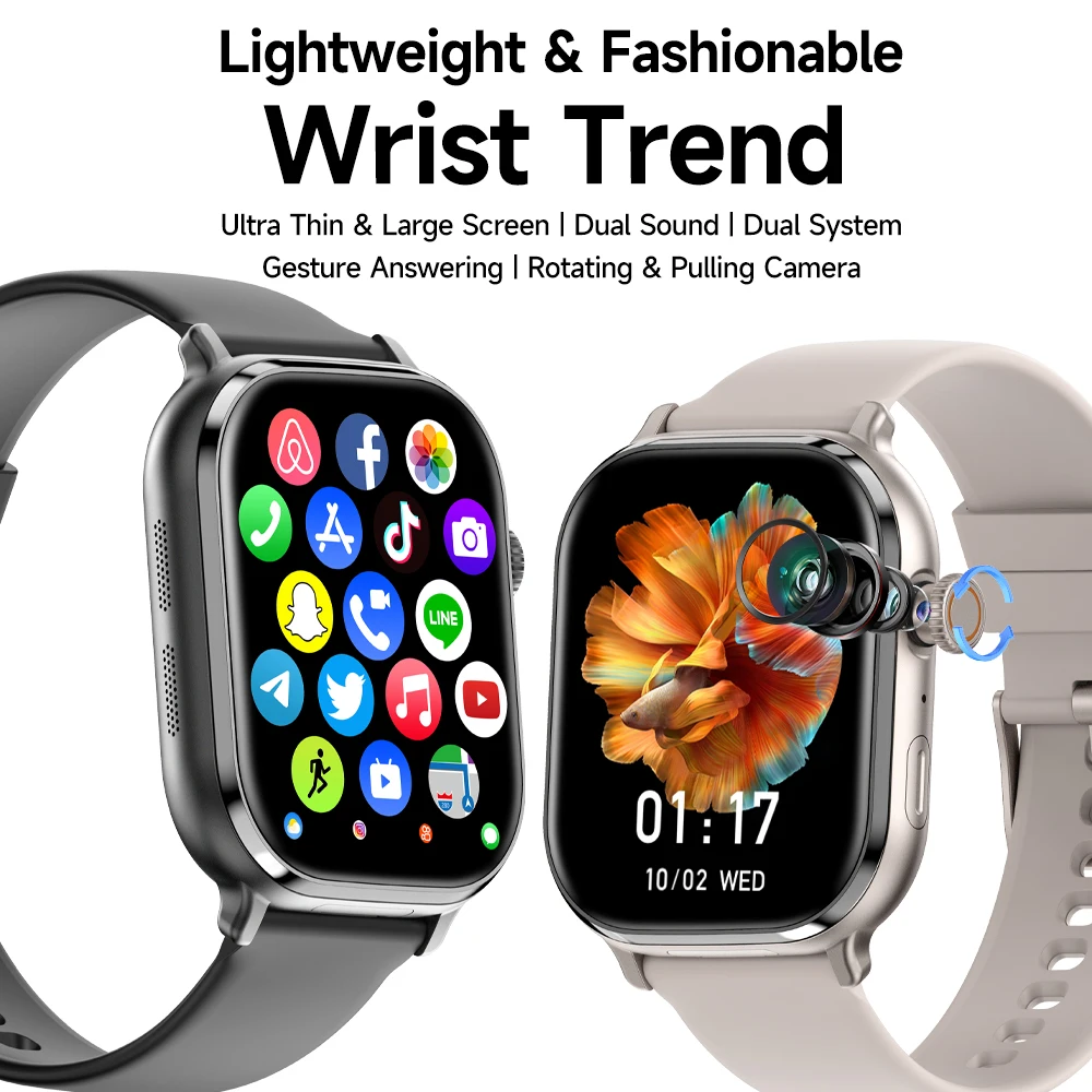 

512GB Android 13 Smartwatch Touch ID WIFI GPS NFC Smart Watch Men Women With 180° Roatting Camera 4G/5G Sim Card Slot Video Call