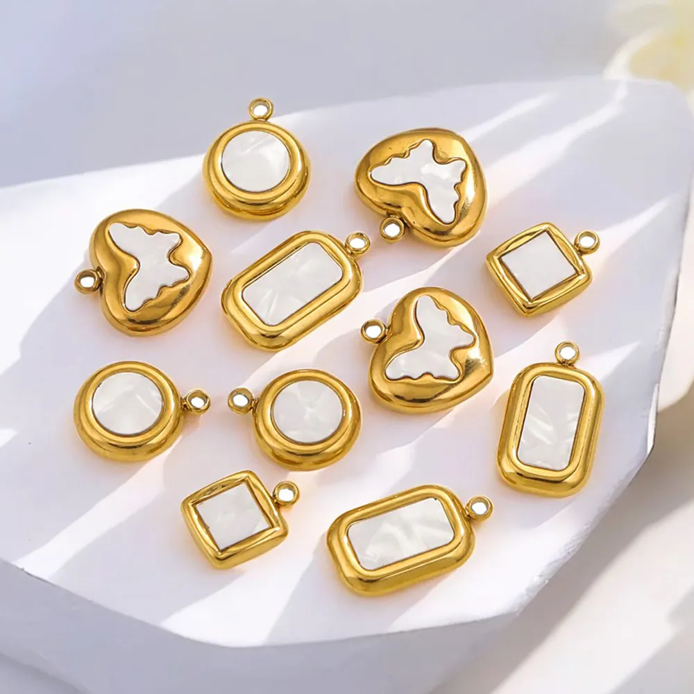 5 Stück Edelstahl weiße Muschel Schmetterling Herz Charms für DIY Frauen Anhänger Schmuck machen Ohrringe Halskette liefert Erkenntnisse