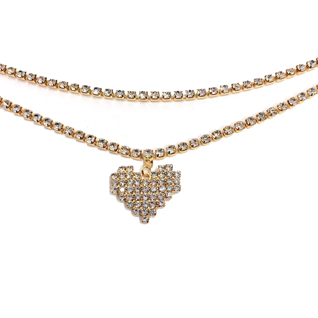 مثير حجر الراين القلب الخصر حزام على شكل سلسلة البيكينيات مجوهرات للنساء الصيف الشاطئ صف مزدوج كريستال البطن سلسلة الجسم الملحقات #3