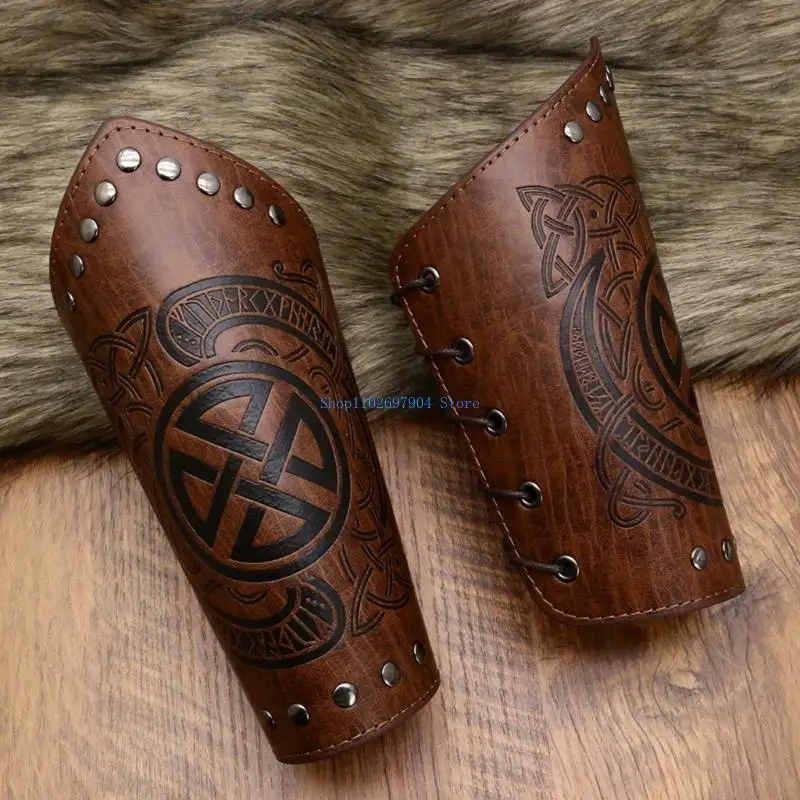 N7YF Aksesori Kostum Ksatria Abad Pertengahan Dewasa Gelang Kulit Renaisans Sabuk Pu Aksesori Kostum Viking Halloween