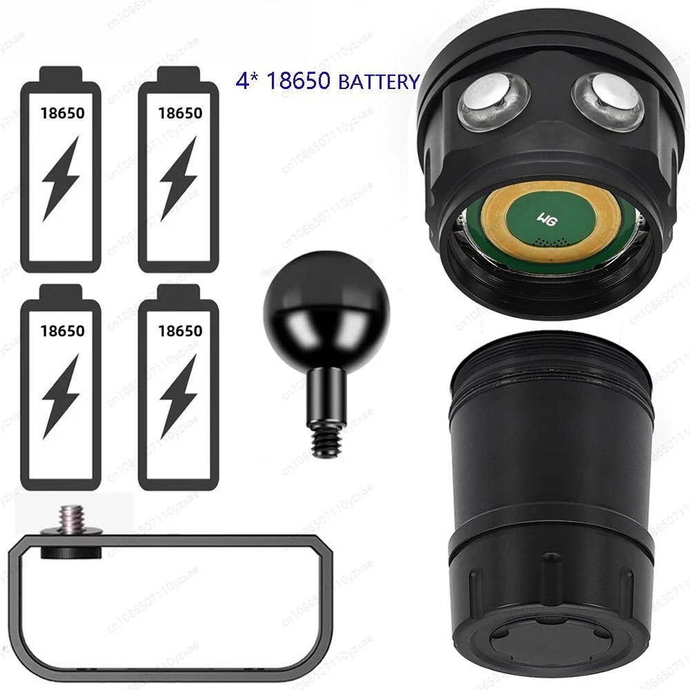 100M Underwater Video Light for Diving, Super Bright LED Photo Fill Light, Professional Waterproof Camera Lighting