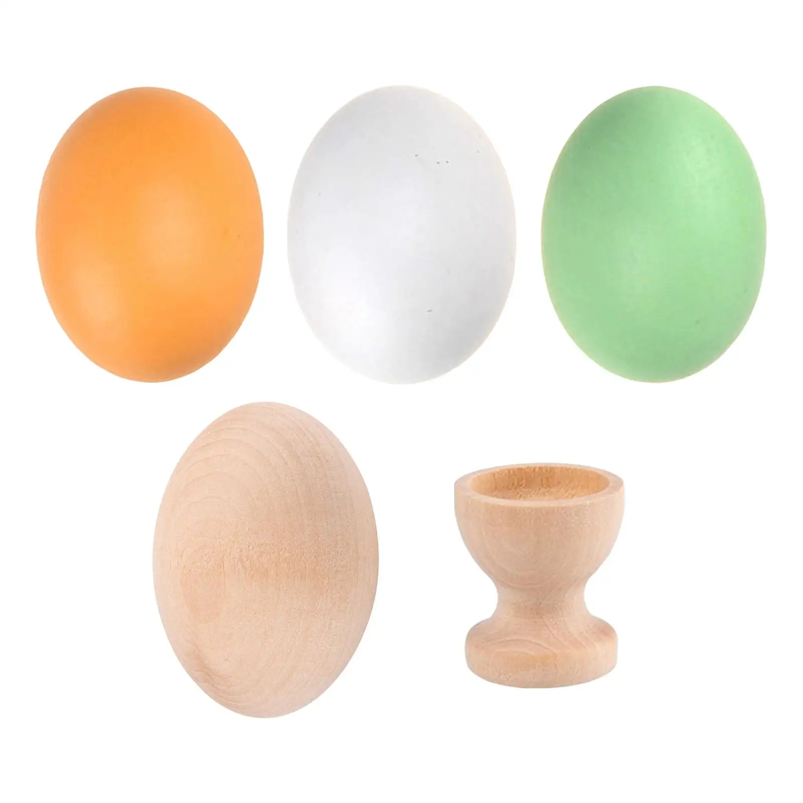 Wooden Easter Egg Party Supplies Kids Pretend Toy Photo Props Easter Decoration Wood Egg Model Smooth Dyeing Simulation Fake Egg