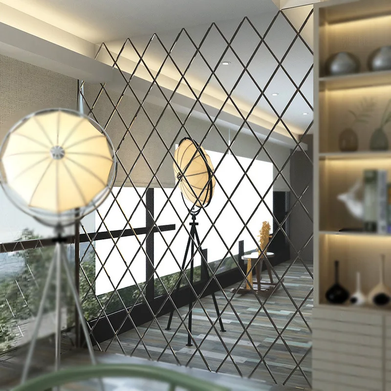 3D Diamond Splicing Acrylic Mirror Wall Stickers Self-Adhesive Waterproof Home Decal DIY Art Decor