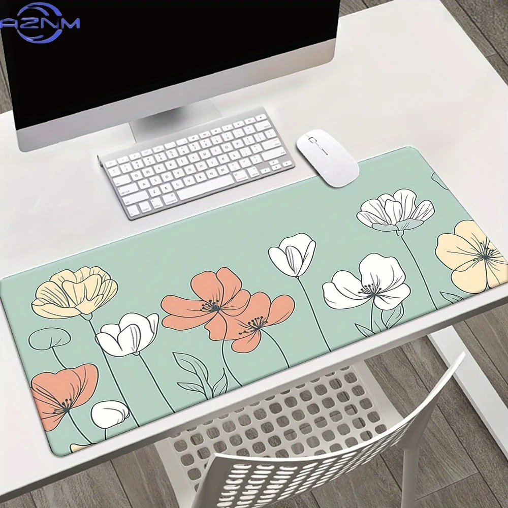 1pc Elegant, Simple, Small, Fresh Flowers Mousepad, Keyboard Gaming Accessories Mouse Mat, Office Computer PC Gamer Laptop Desk
