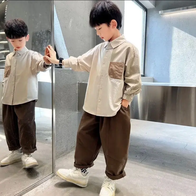 3 PCS set Spring Autumn Boy Clothing set Casual knitting vest+ top+ Pant Kid Children baby toddler boy korea Style clothes 2-10