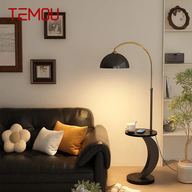 TEMOU Contemporary Floor Lamp Luxury Living Room Bedroom Study Villa Hotel LED Retro Creativity Decorative Standing Light