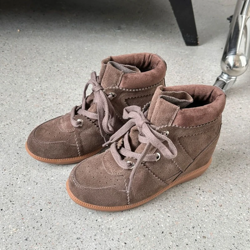 Damesschoenen Mode Damessneakers Echt lederen enkellaarzen Onzichtbare verhogende hoge vrijetijdsschoenen Schoenen met verborgen hak