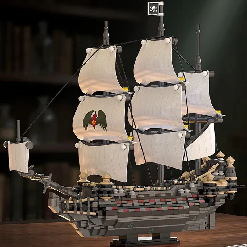 

1055PCS MOC The Ghost Mary Pirate Ship Building Blocks Movie Exploration Sailboat Model Ships Kits AssemblyToys for Kids Gifts