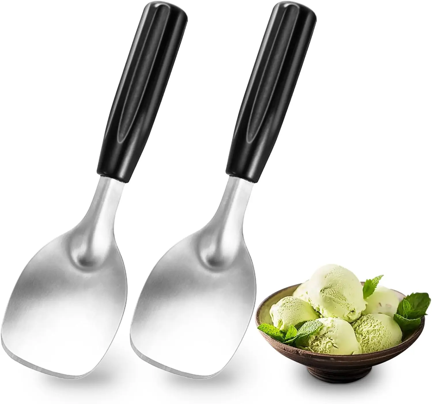 

Набор из 2 лопаток-совков для мороженого из нержавеющей стали для твердого или мягкого десертного мороженого, а также для масла