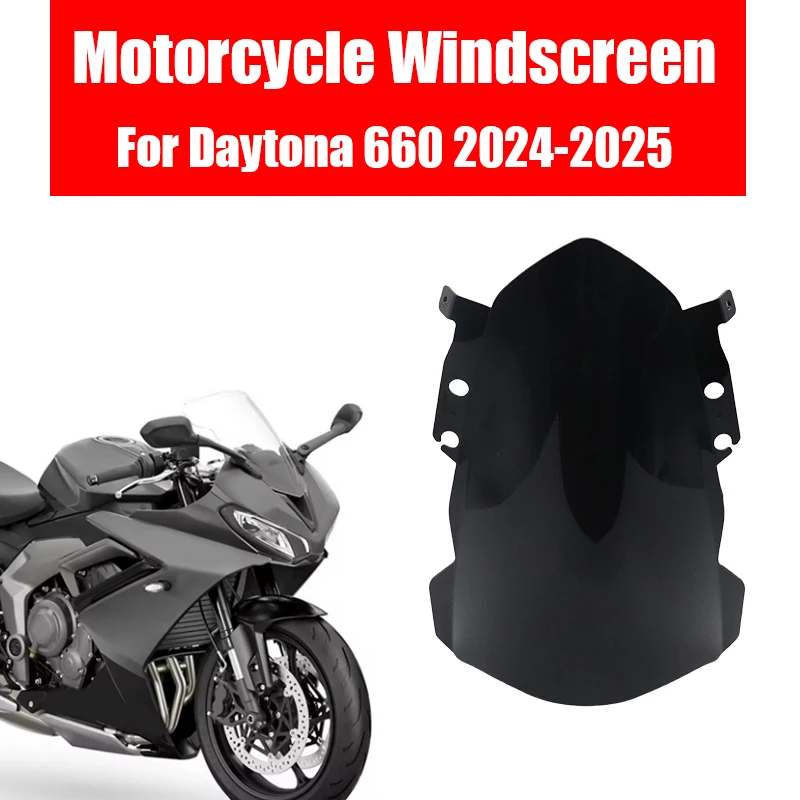 For Daytona 660 2024 2025 Motorcycle Windscreen Windshield Double Bubble Wind Deflector Replacement Clear/Black
