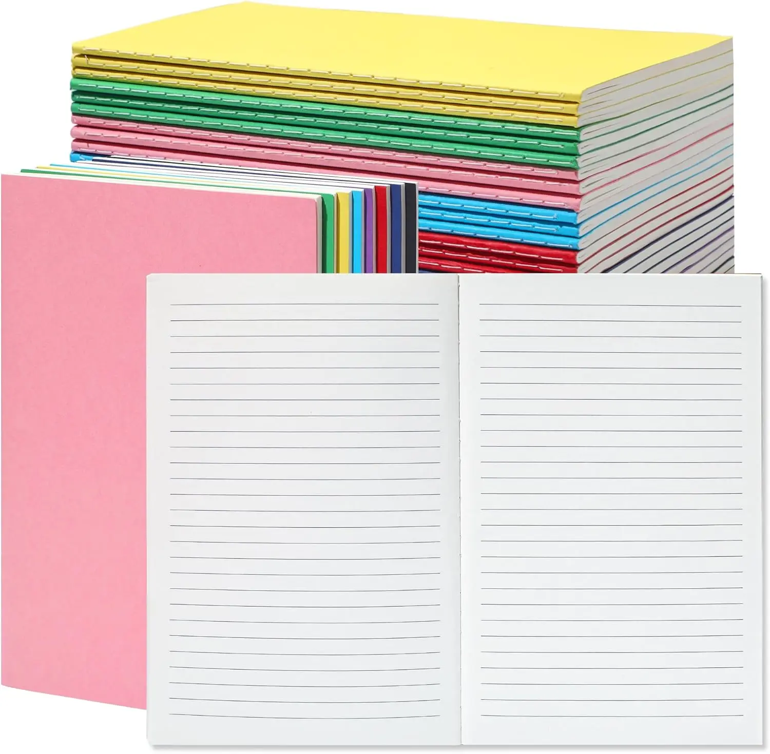 

24 Pack A5 Lined Notebooks, Colored Kraft Cover, College Ruled for Students & Travelers, 8.3x5.5 Inches