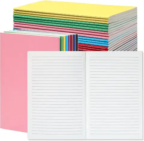 24 Pack A5 Lined Notebooks, Colored Kraft Cover, College Ruled for Students & Travelers, 8.3x5.5 Inches