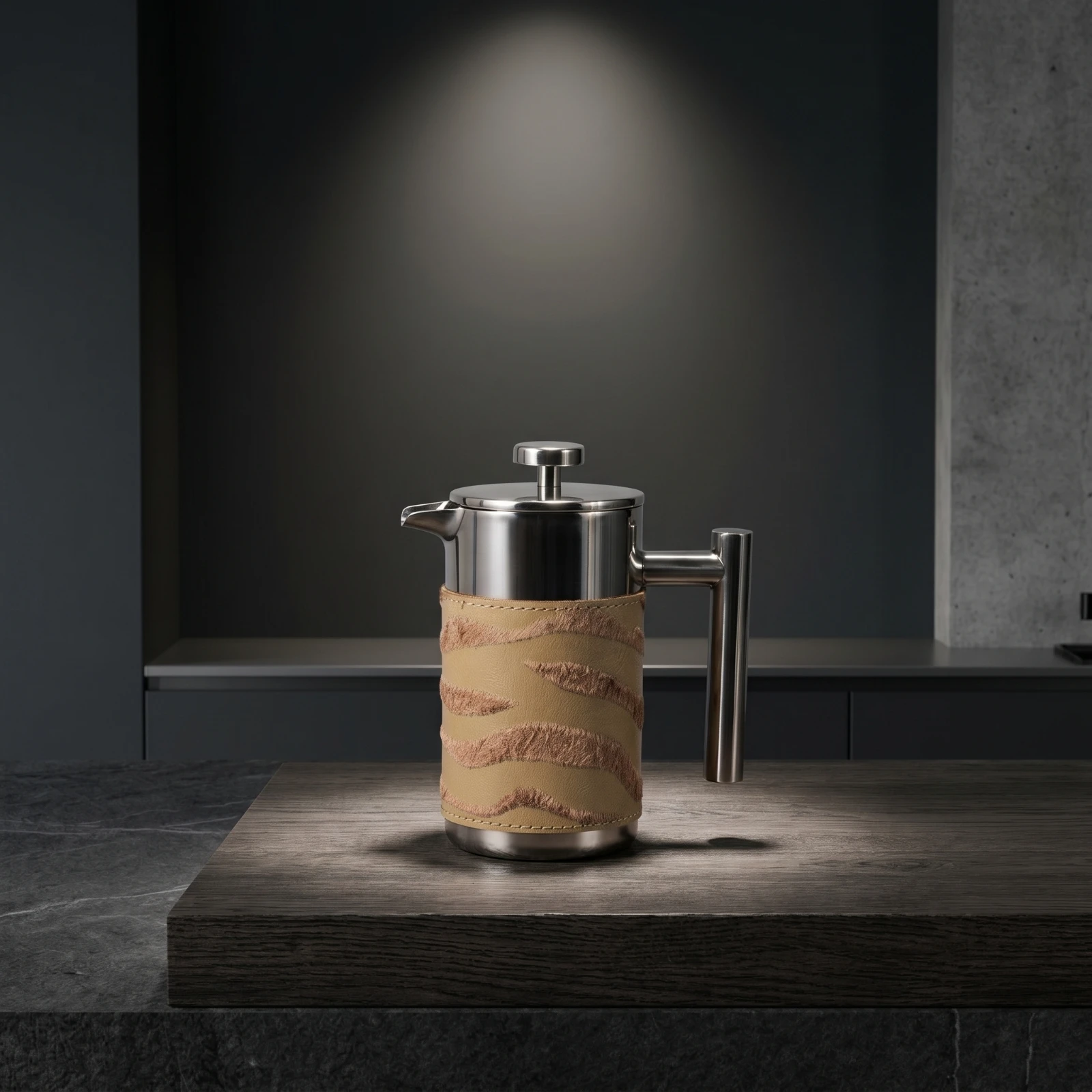 French Press with Sleeve Compact Cafetière À Piston En Acier Inoxydable Coffee Plunger Portable Coffeemaker Double-Walled