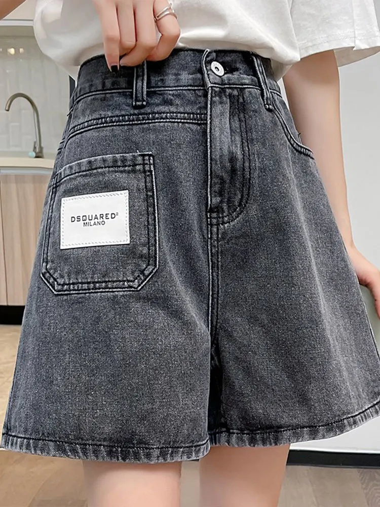 Jean Gris Taille Haute Décontracté et Ample pour Femme, Pantalon Tendance, Nouvelle Collection Été 2024