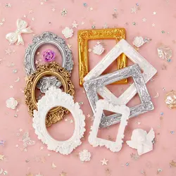 Multiple Styles DIY Resin Photo Frame Miniature 3D Mini Mirror Props Rustic Mirror Small Model Phone Shell Material