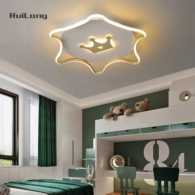 

Детская люстра, розовая Королевская корона, потолочный светильник для девочек, декор для комнаты, дети, принцесса, дети, спальня, светильник потолочный, Plafonnier Led