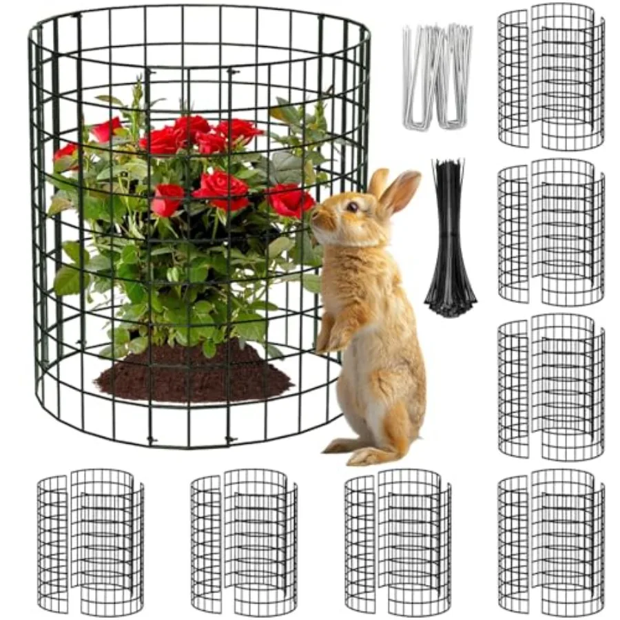 

8 Packs Round Plant Protector from Animals, Metal Wire Mesh Garden Plant Cages for Outdoor Gardening Supplies, Garden Protectio