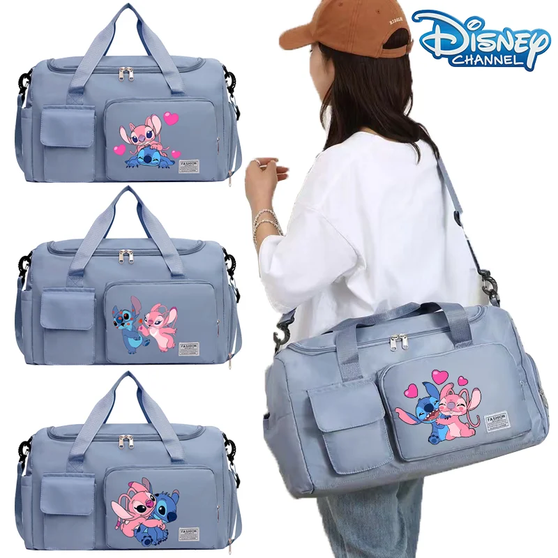 Stitch Disney Women Man Carry on Travel Bag Large Capacity Gym Weekend Duffle Bags Shoe Compartment Sport Fitness HandBag Gift