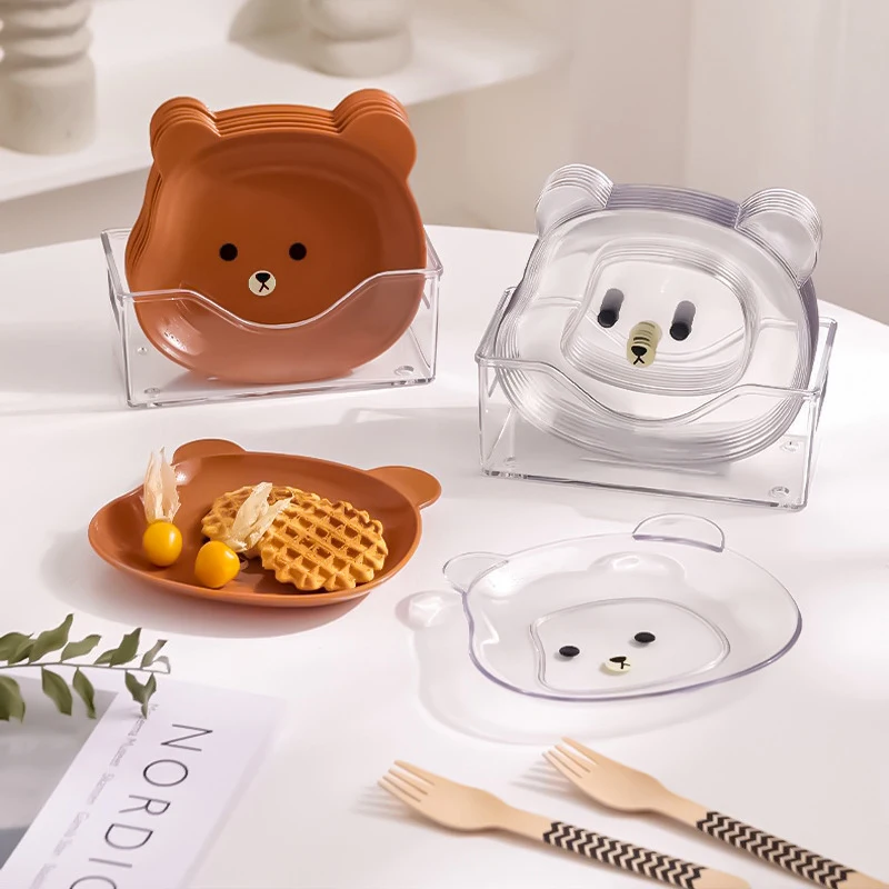 Little Bear Dinner Plate Cartoon Shape Bear Spit Bone Dish Desktop Trash Tray Snack Food Residue Fruit Plate Kitchen Tableware