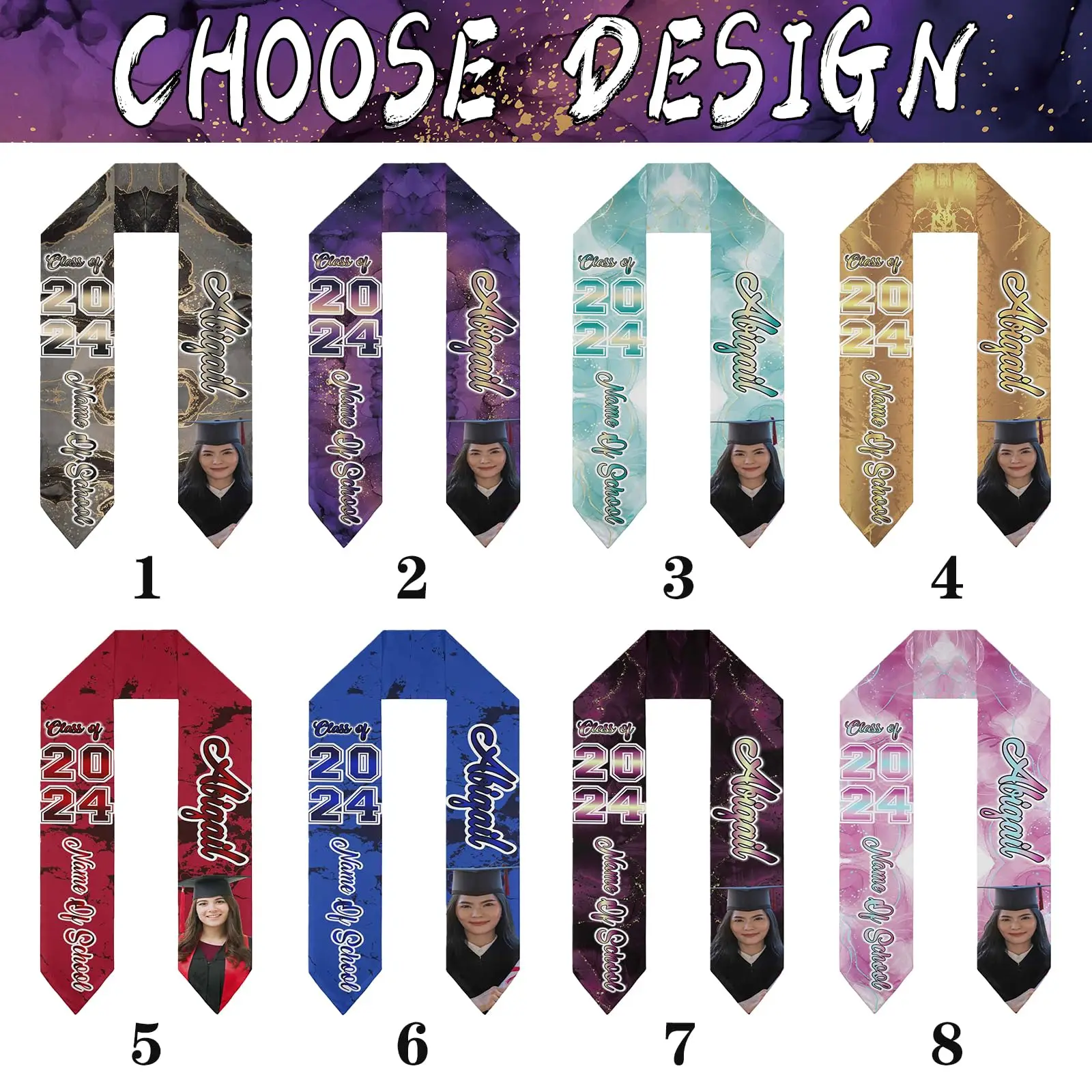 Custom Congratulations Graduation Sash Class of 2024 Congratulation Gifts Personalized Graduation Stole with Photo Name School