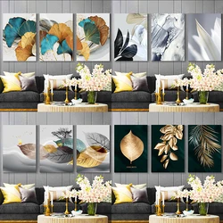 Modern 3pcs Abstract Leaves on Canvas Painting Wall Art Posters and Prints Plant Wall Art Picture for Living Room Cuadros