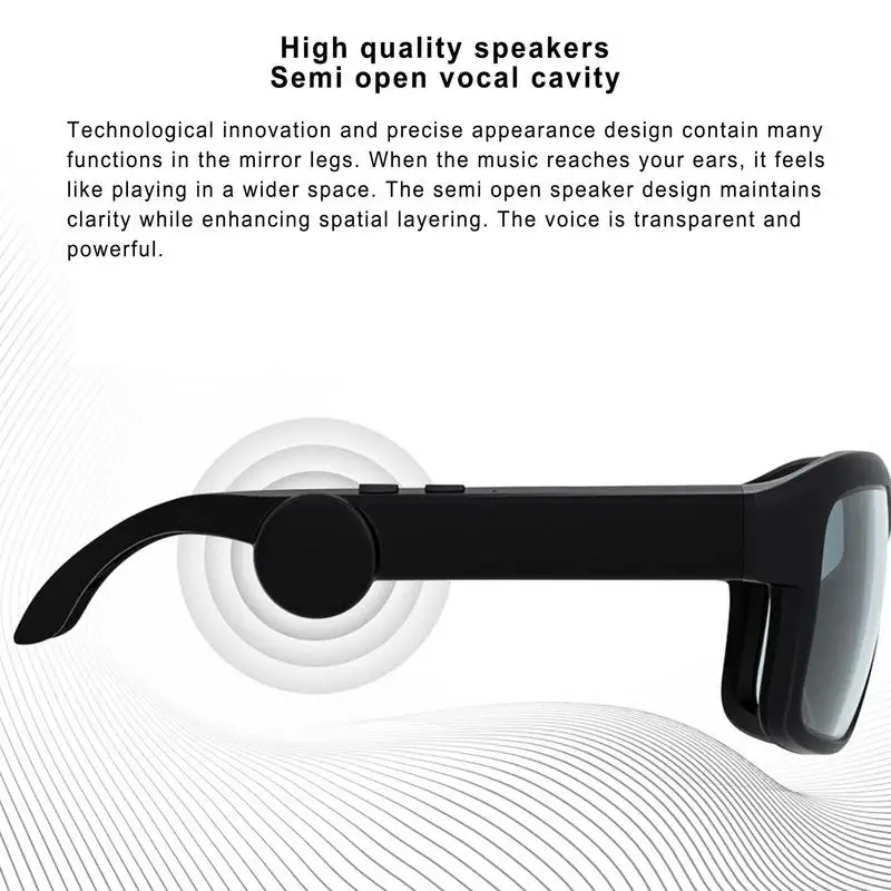 Kacamata hitam Speaker untuk pria, kacamata hitam pintar gaya telinga terbuka dengan Volume atas bawah