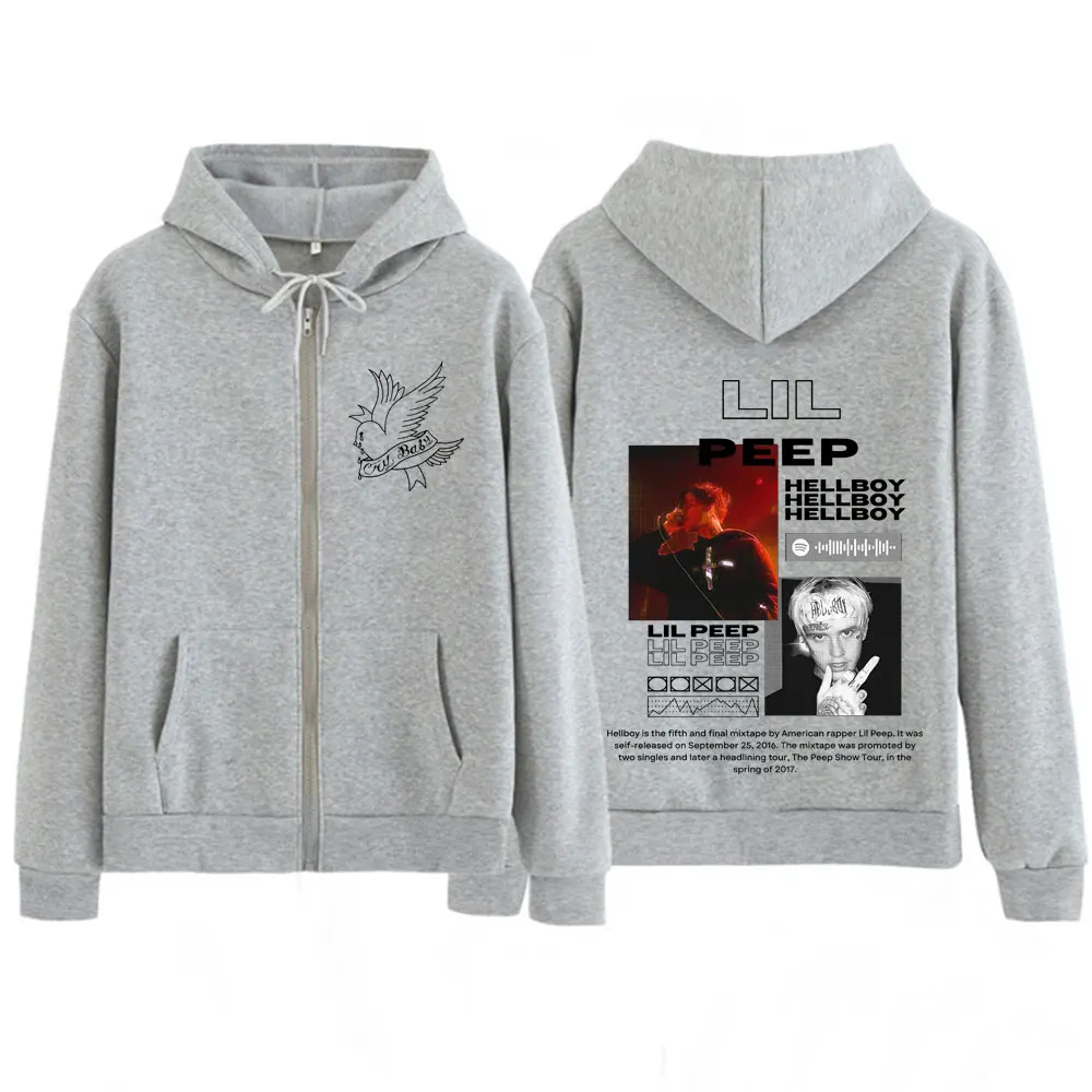 Felpe con cappuccio Rapper Lil Peep Hellboy Crybaby Felpe con cerniera Uomo Donna Moda Hip Hop Zip Up Cappotto con cappuccio punk gotico oversize