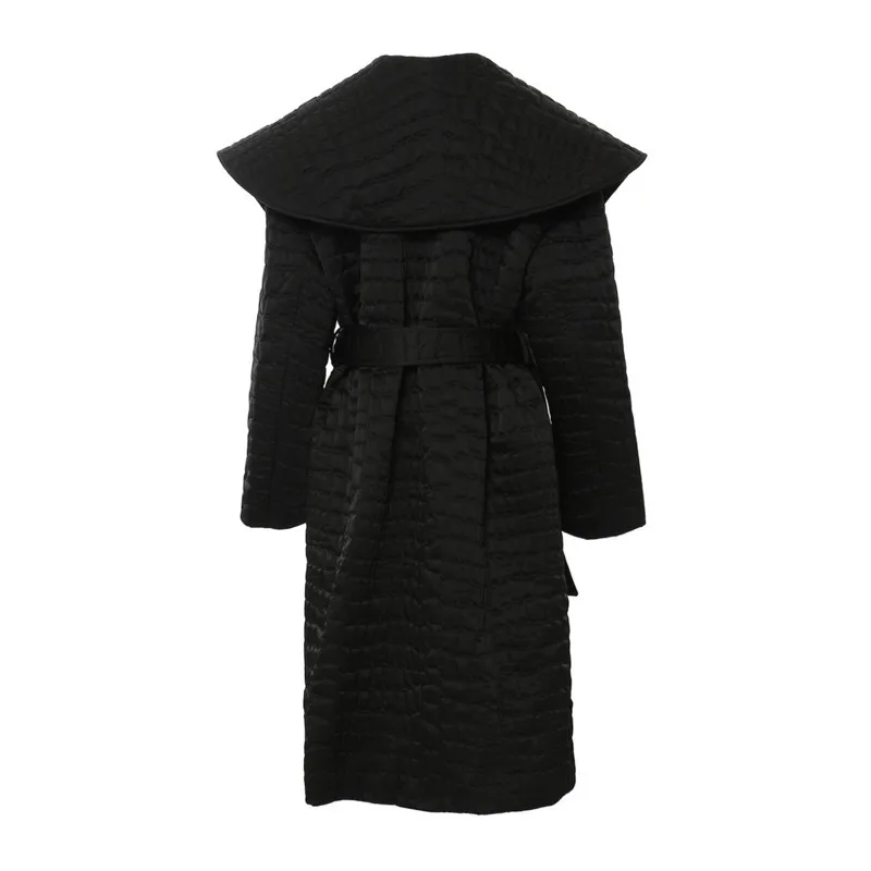 HKSH Herbst Winter Neue Frauen Flut Gepolsterte Mantel drehen-unten Kragen Bund Casual Cape High Street Chic Warme Baumwolle jacke HK10652