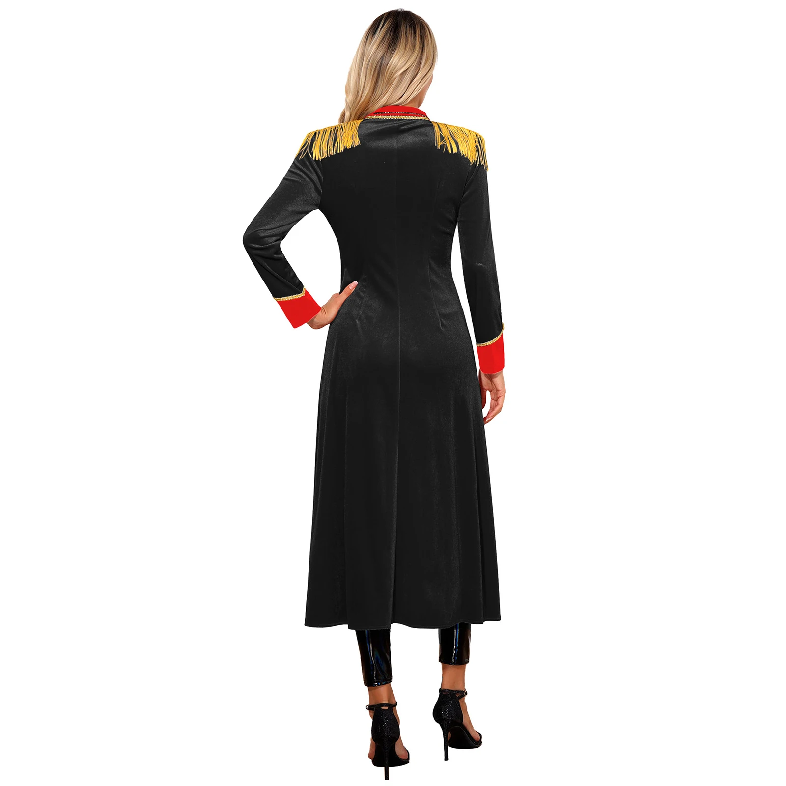 Das Women Long Velvet Retro Tailcoat, Circus Cosplay Costumes, Halloween Fringe, Shoulder Boards, Renaissance Gothic Jacket, Theme Party