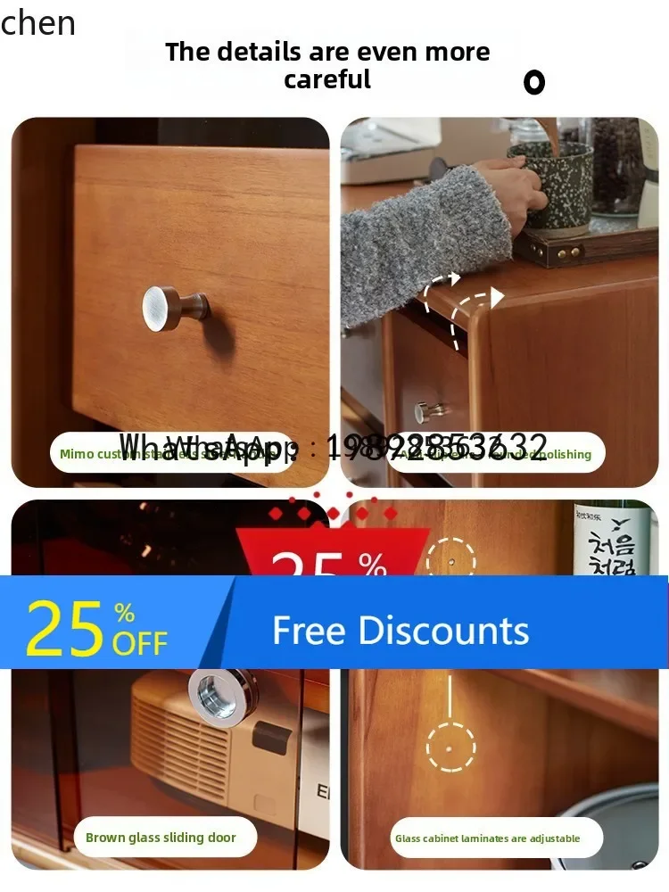 retro bucket cabinet dining side cabinet living room TV storage high bucket cabinet solid wood home accessories