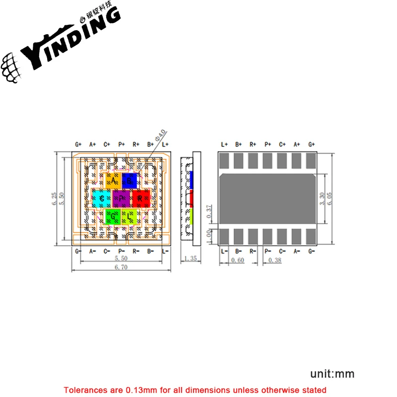 YD6070RGBLLAC50FC120-NUVENG 8.75W RGBW LED stage lights, projectors, commercial lighting, lighting chips