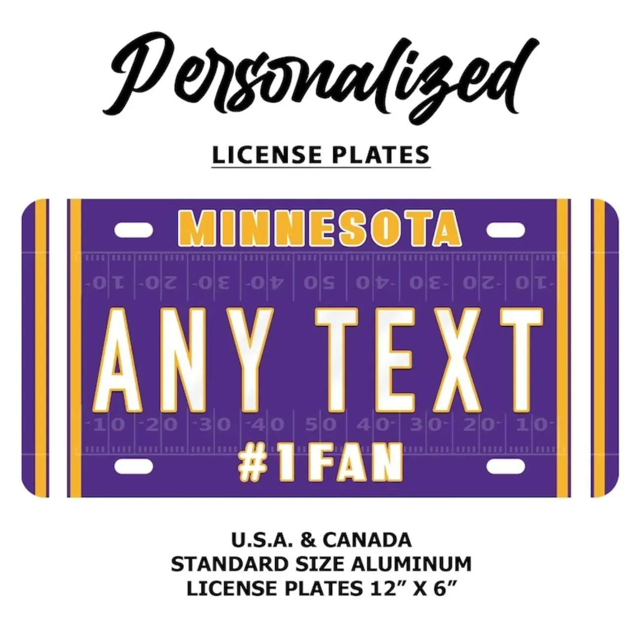 Placa de Licença Personalizada do Minnesota Vikings em Alumínio, Decoração Comemorativa Customizada Skol Spirit para Carro ou Parede de Casa (Apenas Decoração)