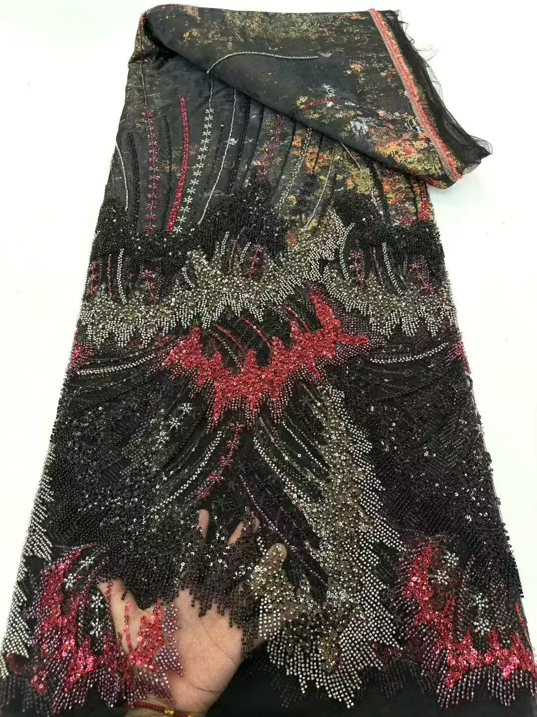 

Африканское Нигерийское высококачественное бархатное платье с блестками из французского тюля и кружевной ткани, нигерийское платье 5 ярдов для свадебной вечеринки, женское