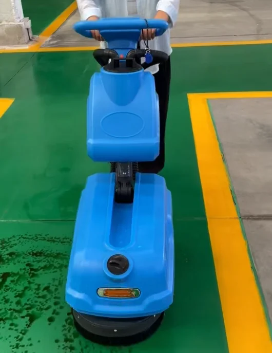 Small Hand-Powered Motorized Floor Washer for Mall, Hotel & Home, Integrated Suction and Drying, 12 Months Warranty