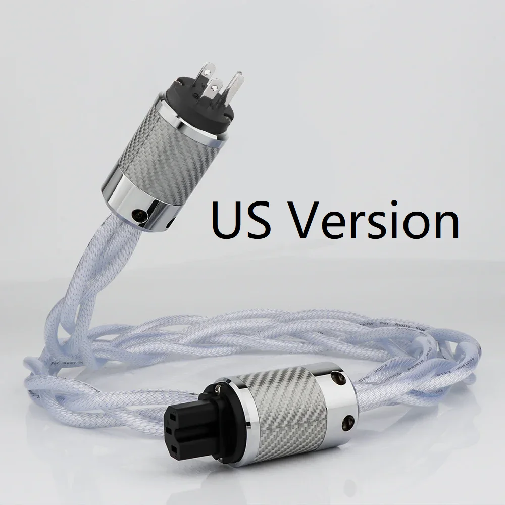 

Audiophile 7N OCC Copper Silver Plated AC Power Cable EU US AU Version Power Cord IEC320 C15 PTFE Insulation Supply Line