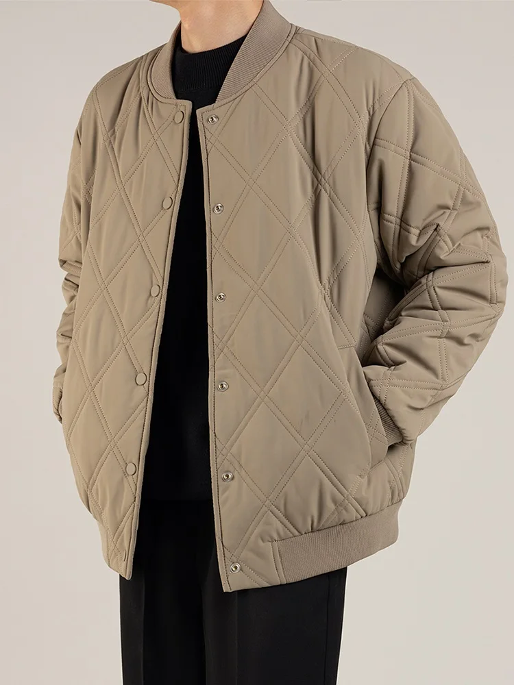 

Теплая хлопковая куртка мужская повседневная с воротником-бомбером, модный дизайн, зимняя, с наполнителем из полиэстера, свободный крой