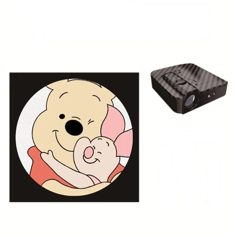 Winnie the Pooh Cartoon Animation Car Wireless Welcome Lamp Fashion Personalized Car HD Induction Projector Lamp Car Decoration