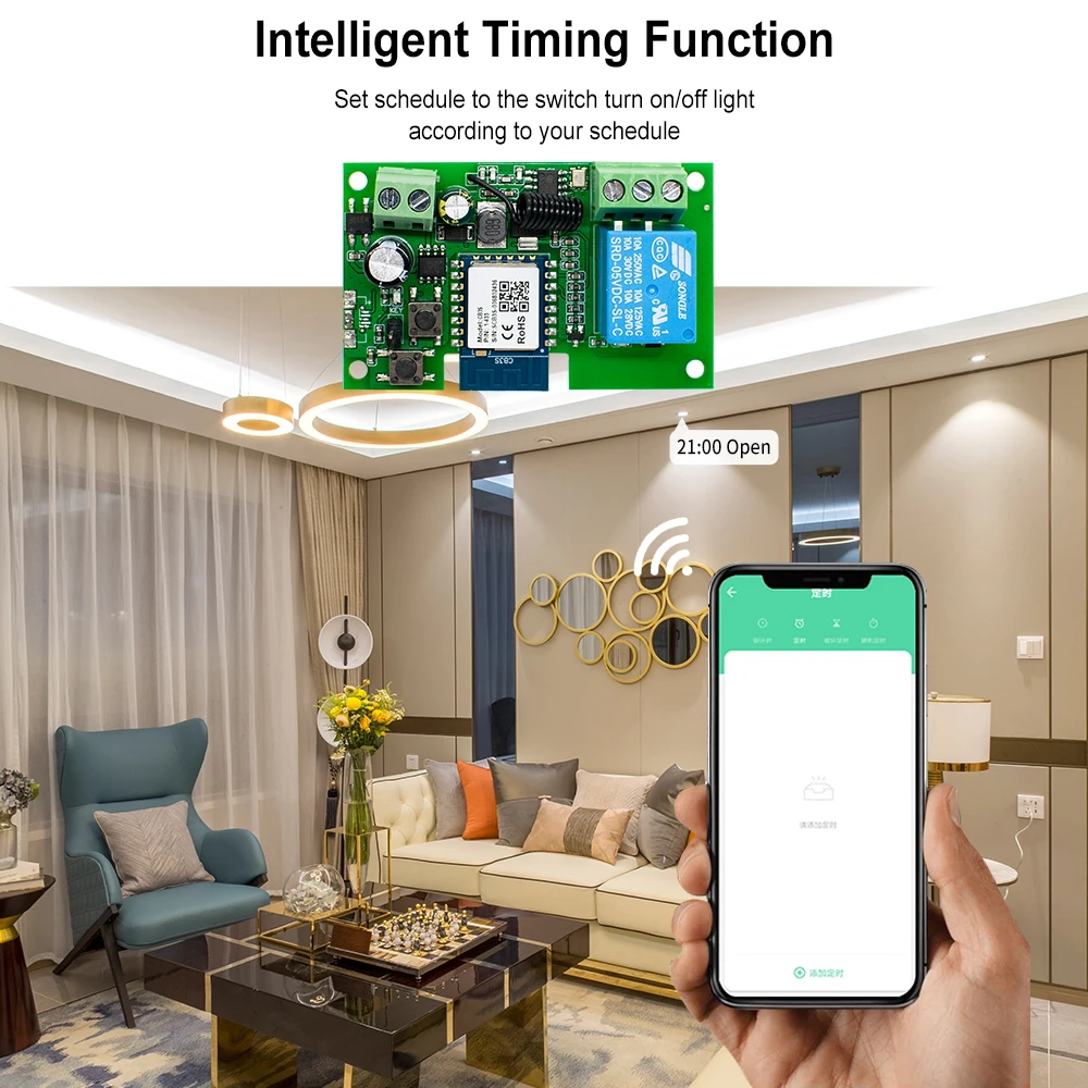 1-позиционный 7-32 В переменного тока 85 В-250 В, переключатель умного дома TUYA, модуль Wi-Fi RF433, функция радиоуправления, самоблокирующийся прием