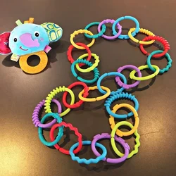 8Pcs Baby Teether Rattles Game Chew Toys for Newborn Rubber Rainbow Ring Teething Toys Bed Stroller Hanging Baby Rattle Toys new