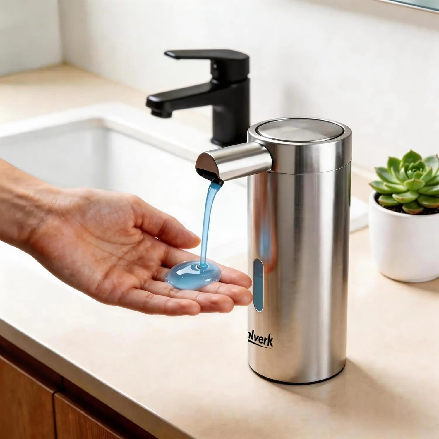 

Rechargeable Automatic Soap Dispenser, 3-Level Adjustable, Touchless for Bathroom & Kitchen
