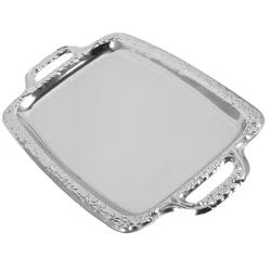 Bread Tableware Storage Silver Retro Decor Living Room Serving Plate Coffee Round Household Footstool Serving Plate Serving Tray