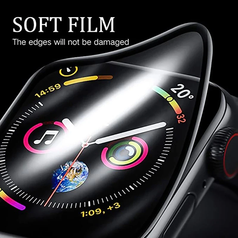Soft Tempered Glass For Apple Watch 9 8 7 SE 6 5 4 45mm 41mm 44mm 40mm 42mm 38mm Screen Protector For iWatch Series Ultra 2 49mm